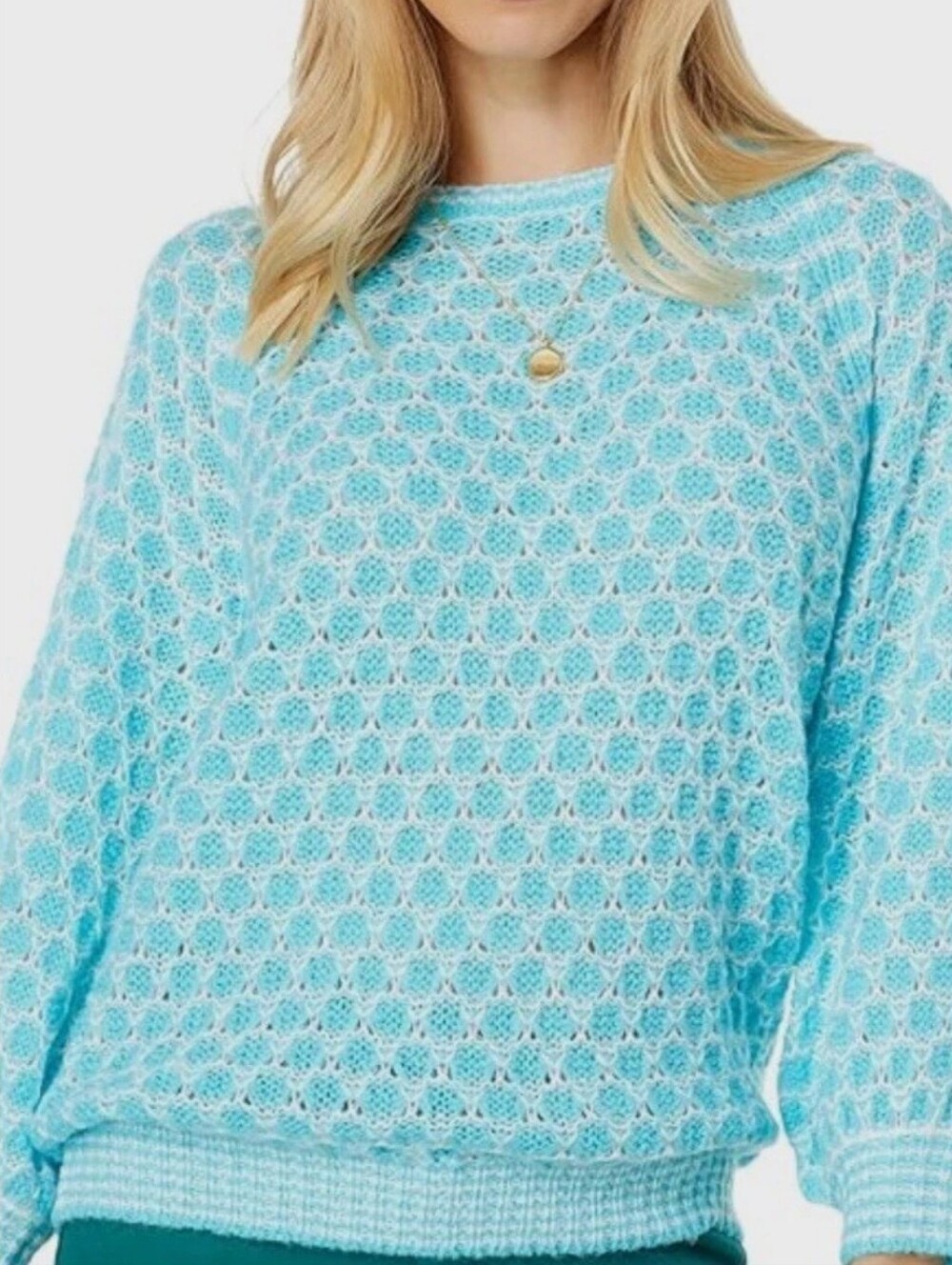 NWT Lilly Pulitzer Corabelle Sweater in Turquoise Shore Honeycomb Size Small